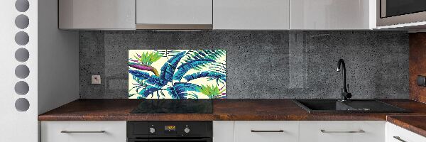 Glasrückwand für die küche Tropische Blätter