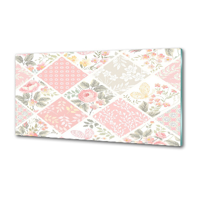 Platte für Küchenrückwand Rosen- und Schmetterlingsmuster