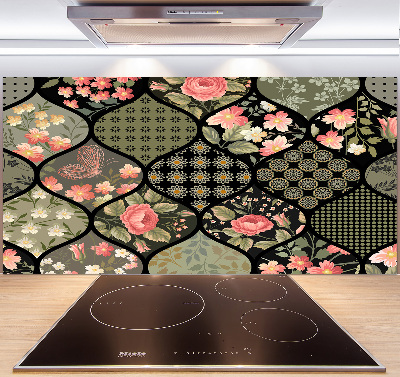 Glasrückwand für die küche Blumenmuster