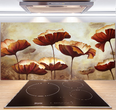 Glasrückwand für die küche Mohnblumen