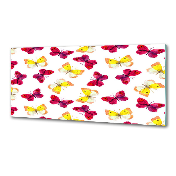 Platte für Küchenrückwand Schmetterlinge und Blumen