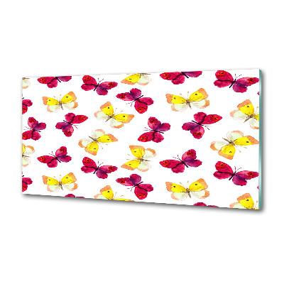 Platte für Küchenrückwand Schmetterlinge und Blumen