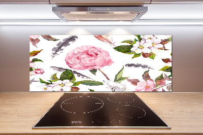 Glasrückwand für die küche Blumenmuster