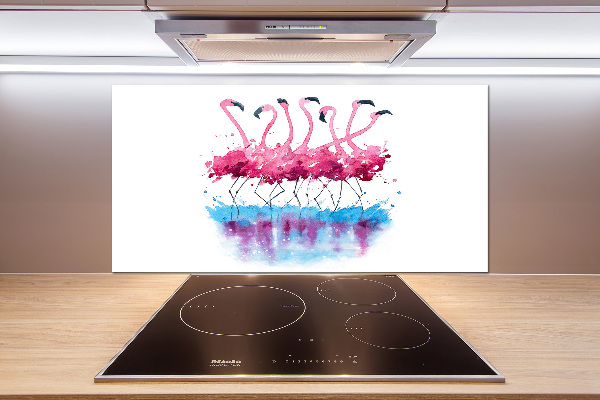 Glasrückwand für die küche Flamingos