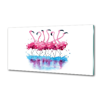 Glasrückwand für die küche Flamingos