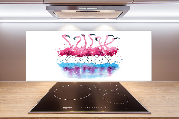 Glasrückwand für die küche Flamingos