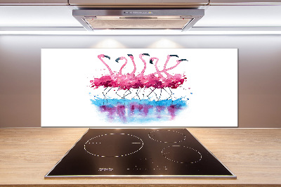 Glasrückwand für die küche Flamingos