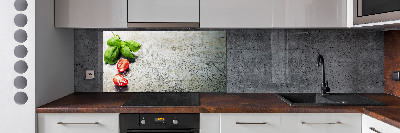 Platte für Küchenrückwand Tomaten und Basilikum