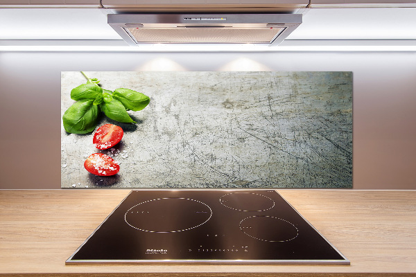 Platte für Küchenrückwand Tomaten und Basilikum