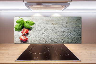 Platte für Küchenrückwand Tomaten und Basilikum