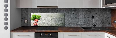 Platte für Küchenrückwand Tomaten und Basilikum