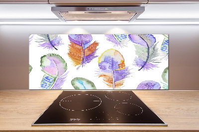Küchen wandpaneel Bunte Federn