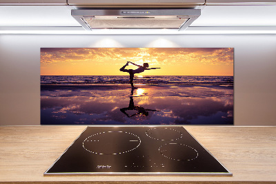Küchen wandpaneel Yoga am Strand