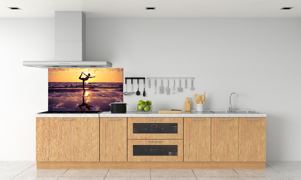 Küchen wandpaneel Yoga am Strand