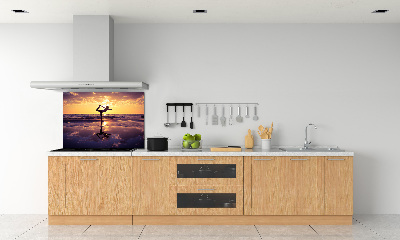 Küchen wandpaneel Yoga am Strand