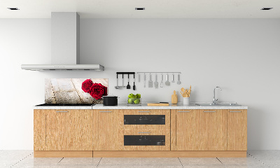 Platte für Küchenrückwand Rosen auf Holz