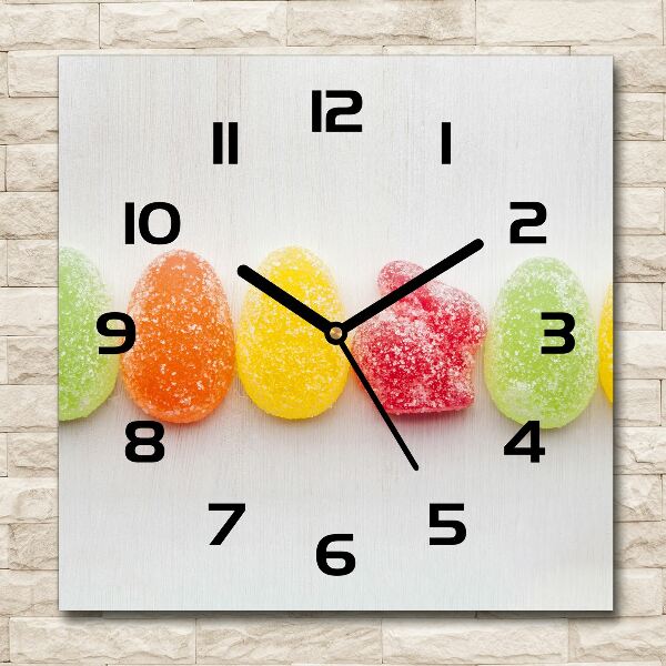 Wanduhr modern quadratisch Bunte Geleebohnen