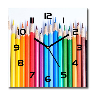 Wanduhr quadratisch Buntstifte