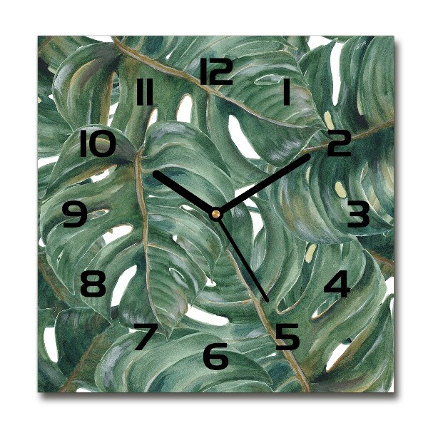 Wanduhr quadratisch Monstera