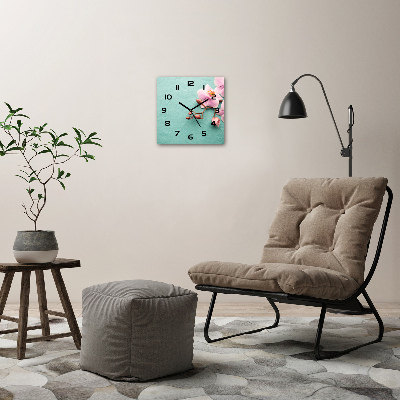 Wanduhr quadratisch Orchidee