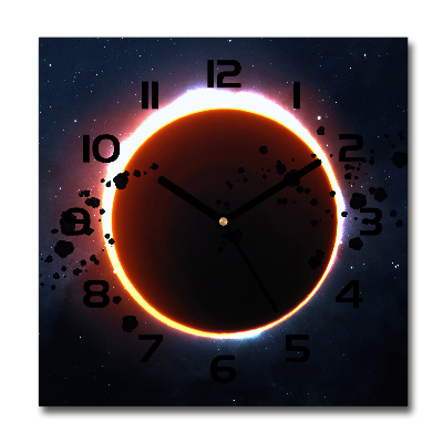 Wanduhr modern quadratisch Sonnenfinsternis
