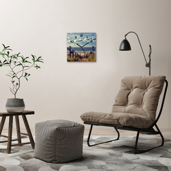 Wanduhr quadratisch Weg zum Strand