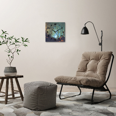 Wanduhr quadratisch Mystischer Wald