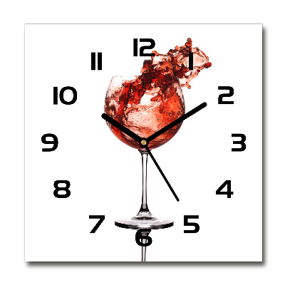 Wanduhr quadratisch Ein Glas Wein