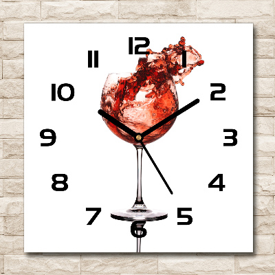 Wanduhr quadratisch Ein Glas Wein