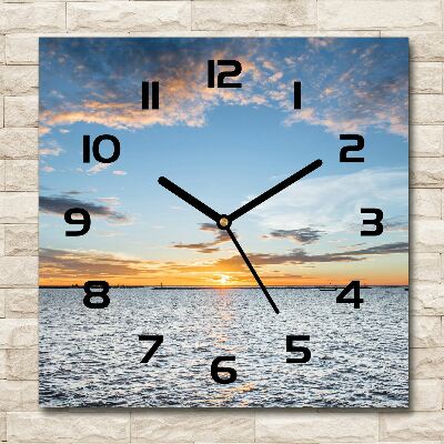 Wanduhr modern quadratisch Dämmerung am Meer