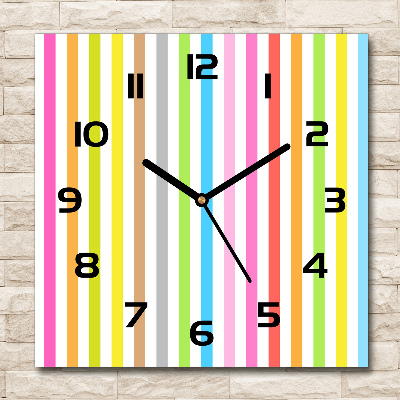 Wanduhr modern quadratisch Bunte Streifen