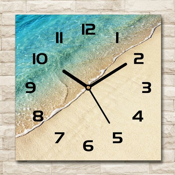 Wanduhr modern quadratisch Eine Welle am Strand
