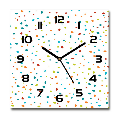 Wanduhr quadratisch Bunte Punkte