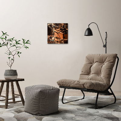 Wanduhr quadratisch Kaffeebohnen