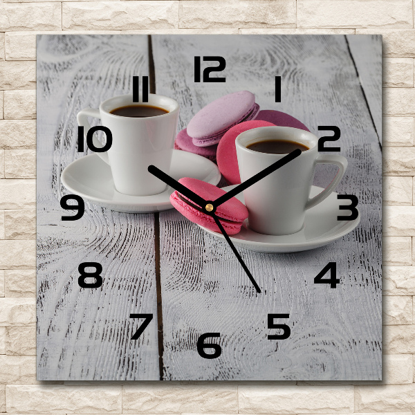 Wanduhr quadratisch Kaffee und Kekse