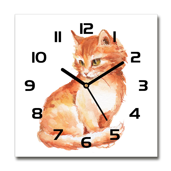 Wanduhr modern quadratisch Ingwerkatze