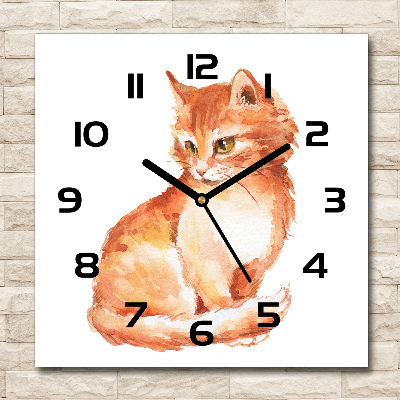 Wanduhr modern quadratisch Ingwerkatze