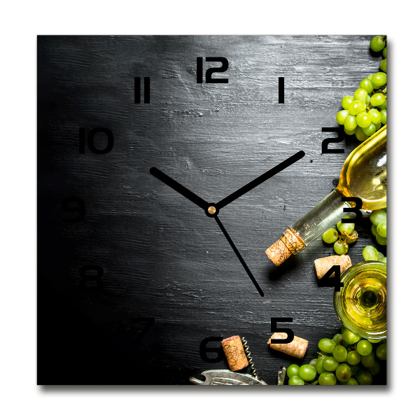 Wanduhr quadratisch Weißwein und Früchte