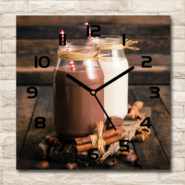 Wanduhr quadratisch Cocktails im Glas