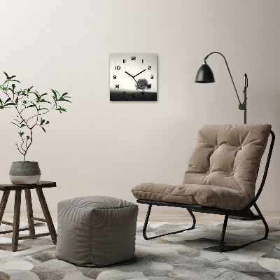 Wanduhr modern quadratisch Einsamer Baum