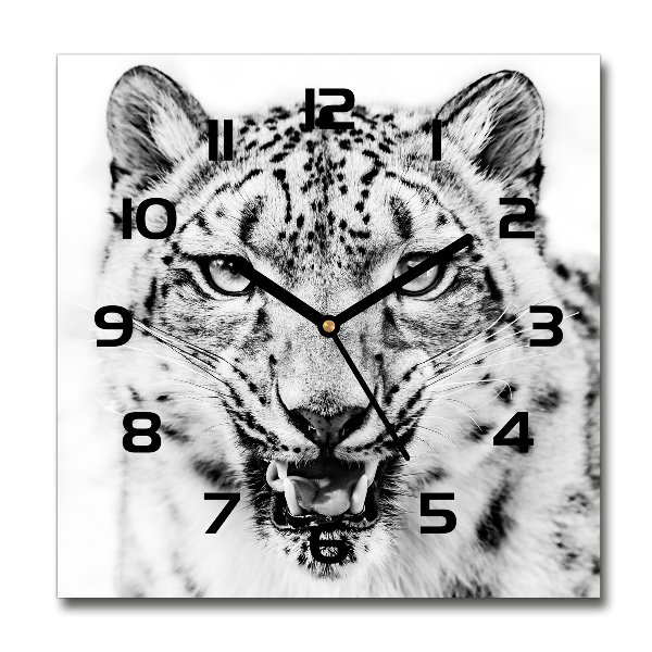 Wanduhr quadratisch Schneeleopard