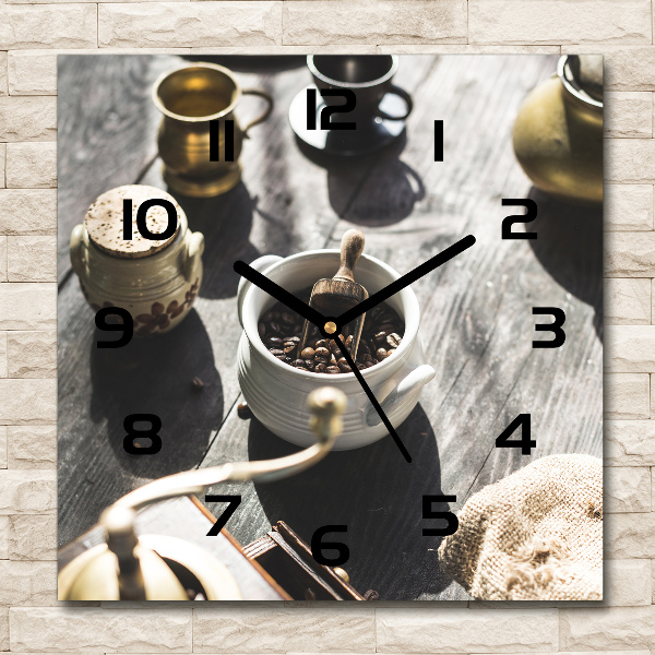 Wanduhr quadratisch Kaffeemühle