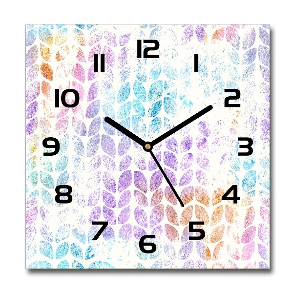 Wanduhr quadratisch Bunte Blätter