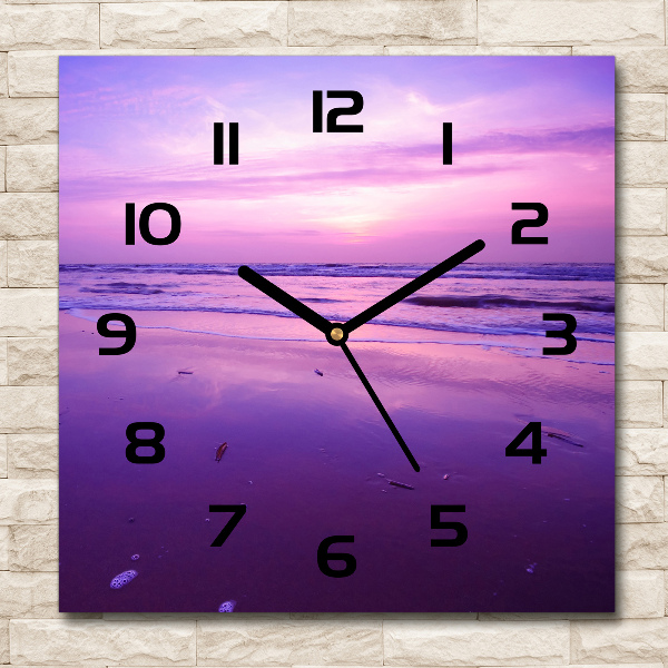 Wanduhr quadratisch Sonnenuntergang, Sonne, Meer