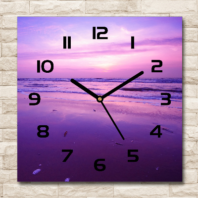 Wanduhr quadratisch Sonnenuntergang, Sonne, Meer