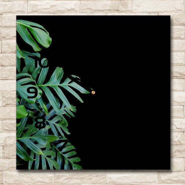 Wanduhr modern quadratisch Monstera