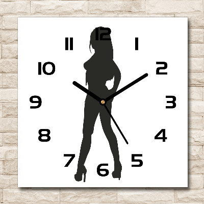 Wanduhr modern quadratisch Silhouette einer Frau