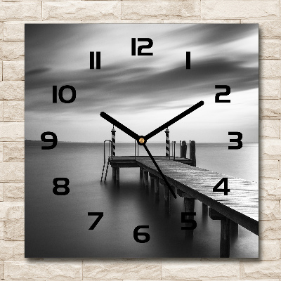 Wanduhr modern quadratisch Pier am See