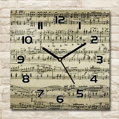 Wanduhr modern quadratisch Noten auf einem Stab
