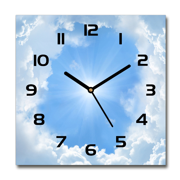 Wanduhr quadratisch Wolken am Himmel
